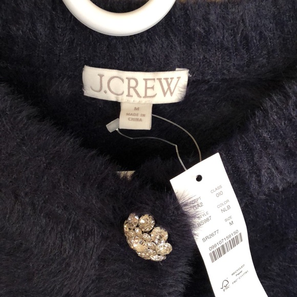 J. Crew Navy Fuzzy Women's Sweater Jacket - Picture 4 of 6